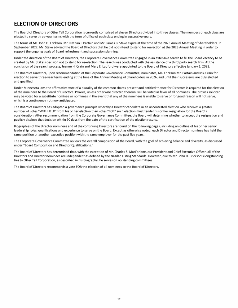 Otter Tail Corporation 2023 Proxy Statement