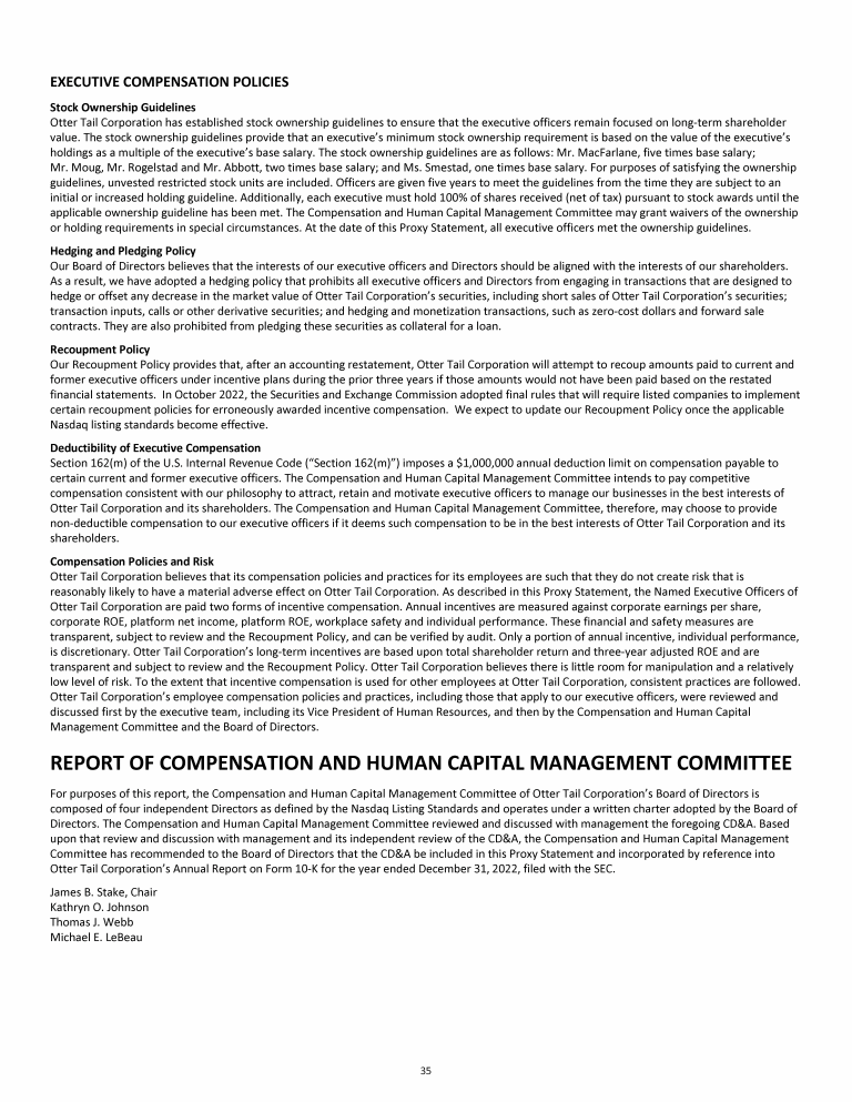 Otter Tail Corporation 2023 Proxy Statement