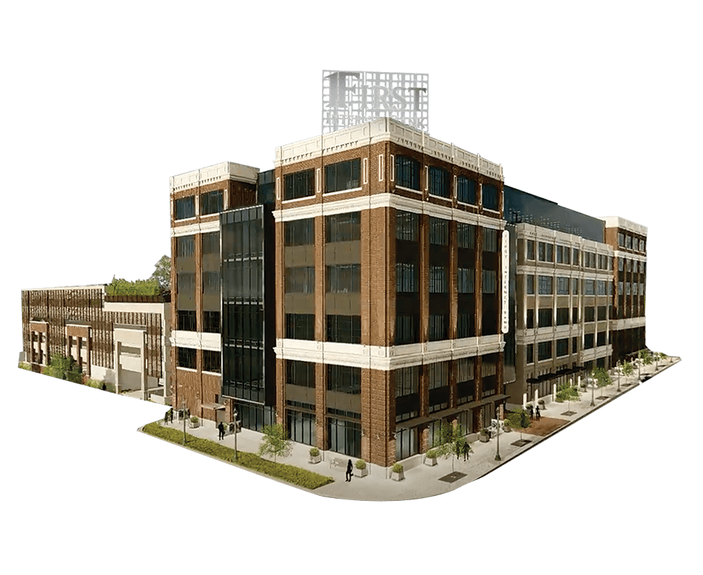 image of a new building render for First Internet Bank