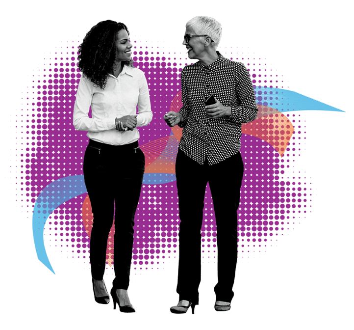 image of two women talking